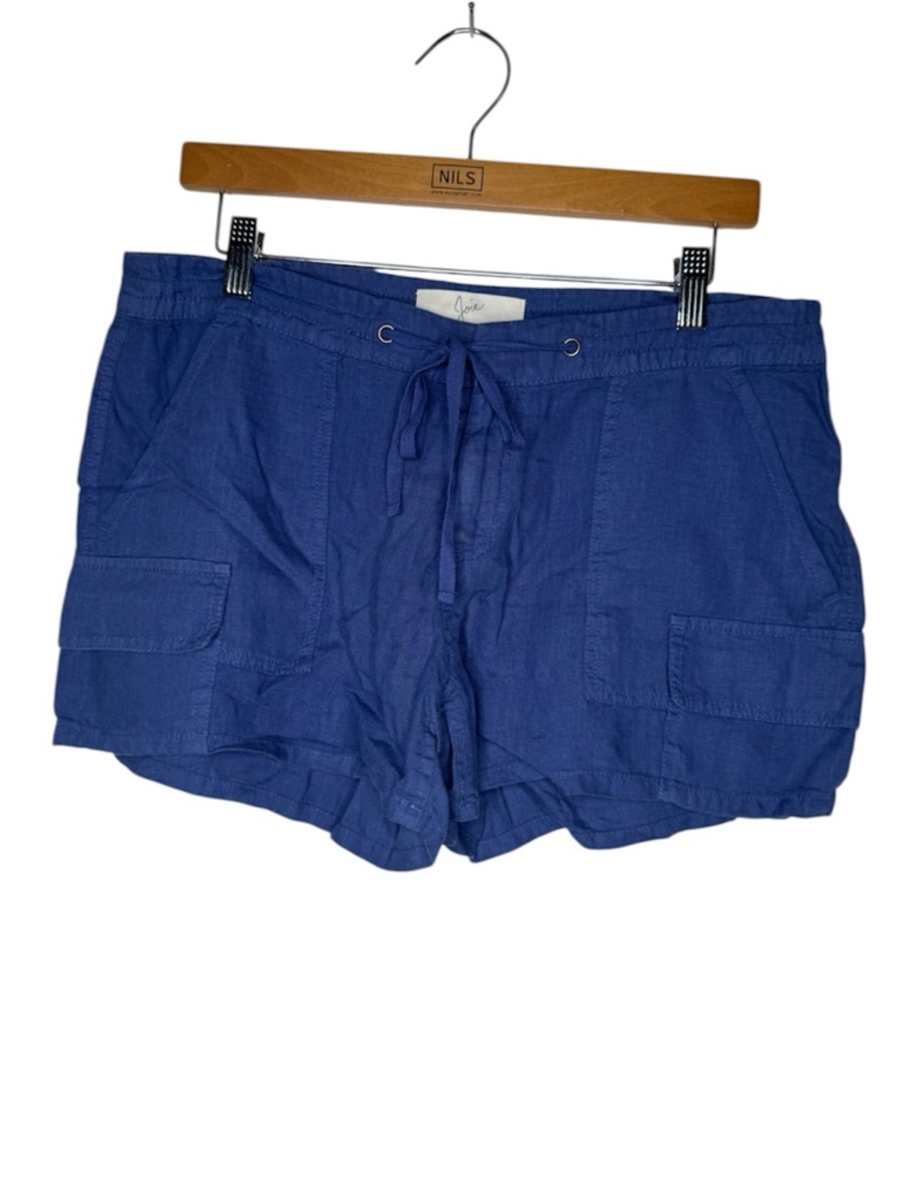 Joie women's 100% linen blue shorts sz 10 boho coastal minimalist tropical